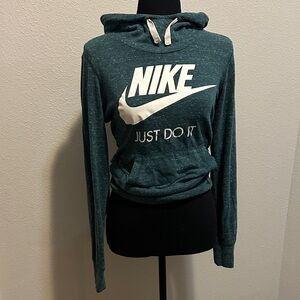 -Nike Women's Forest Green Hoodie with White Logo